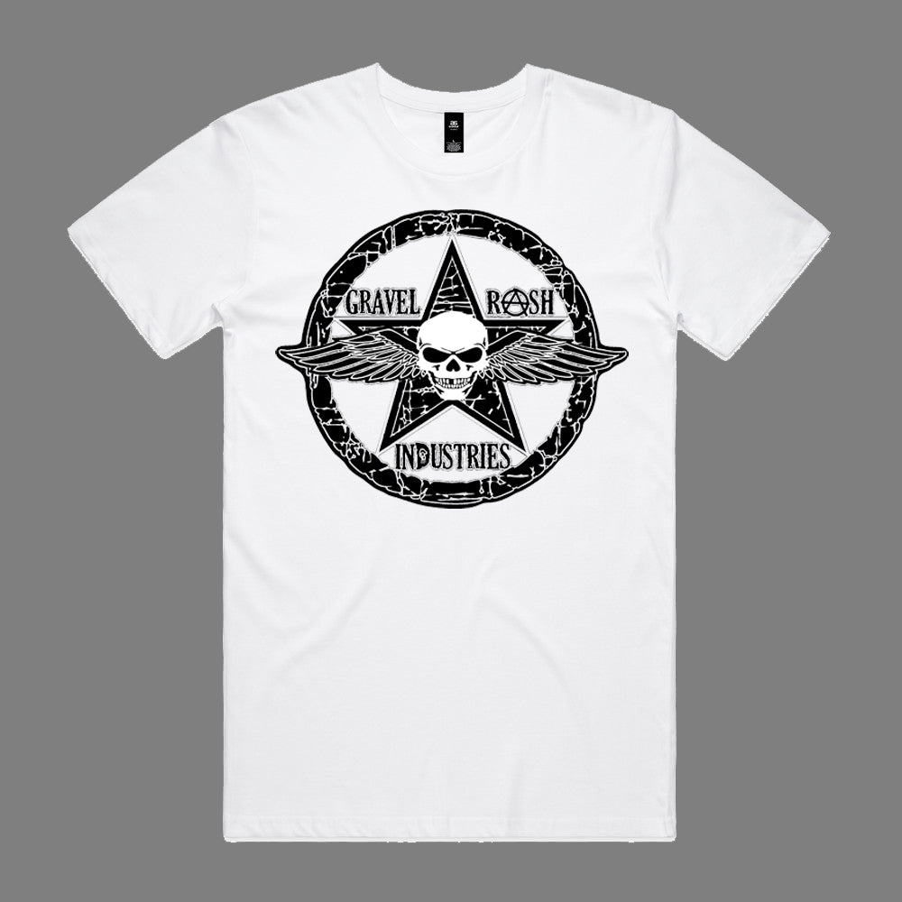 White Tee Black Logo